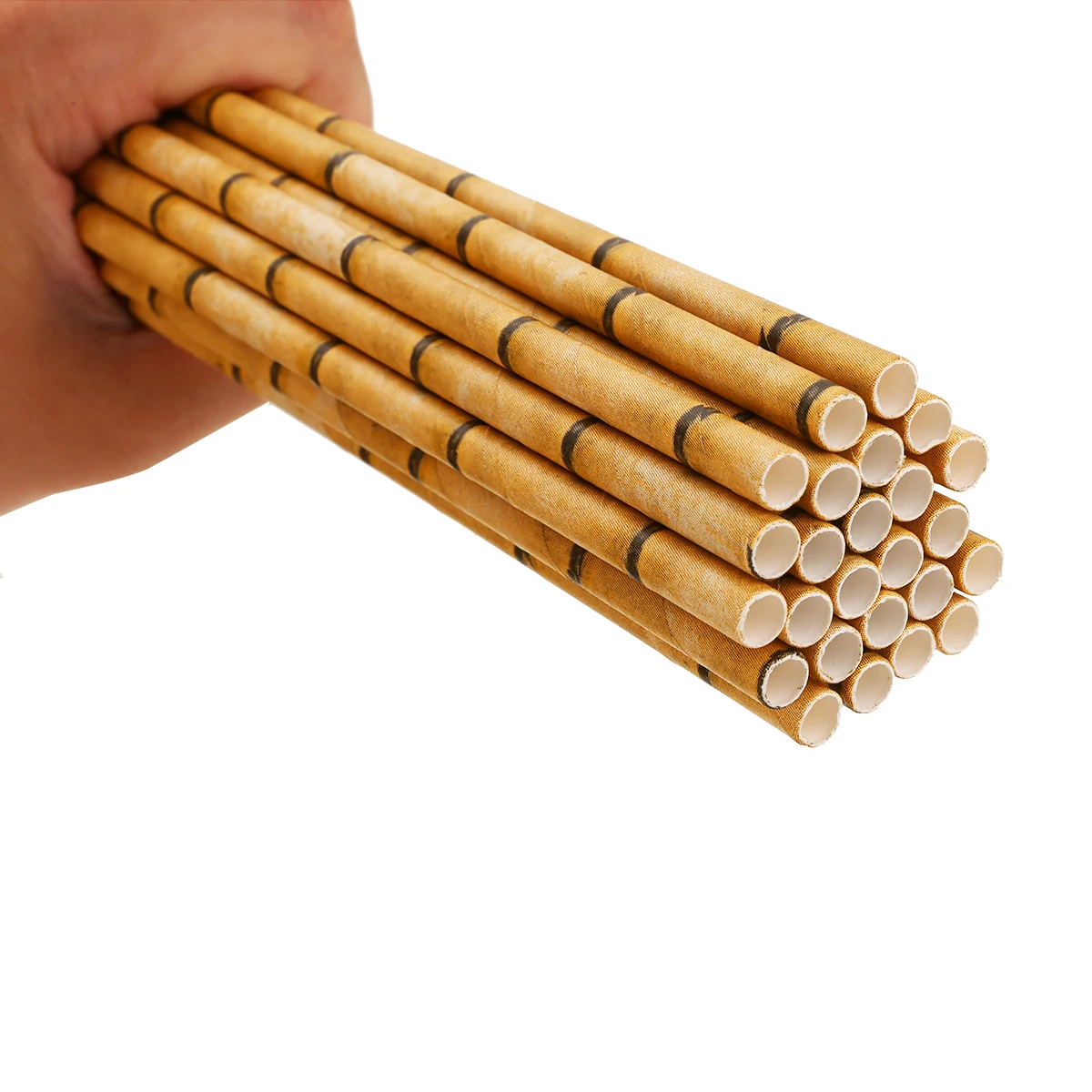 25Pcs Degradable Paper Straws Bamboo Print Drinking Straws For Wedding Birthday Bar Pub Party Supply
