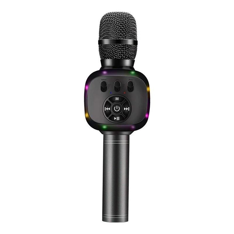 Беспроводной Bluetooth караоке микрофон со светодио дный подсветкой двойной Sing