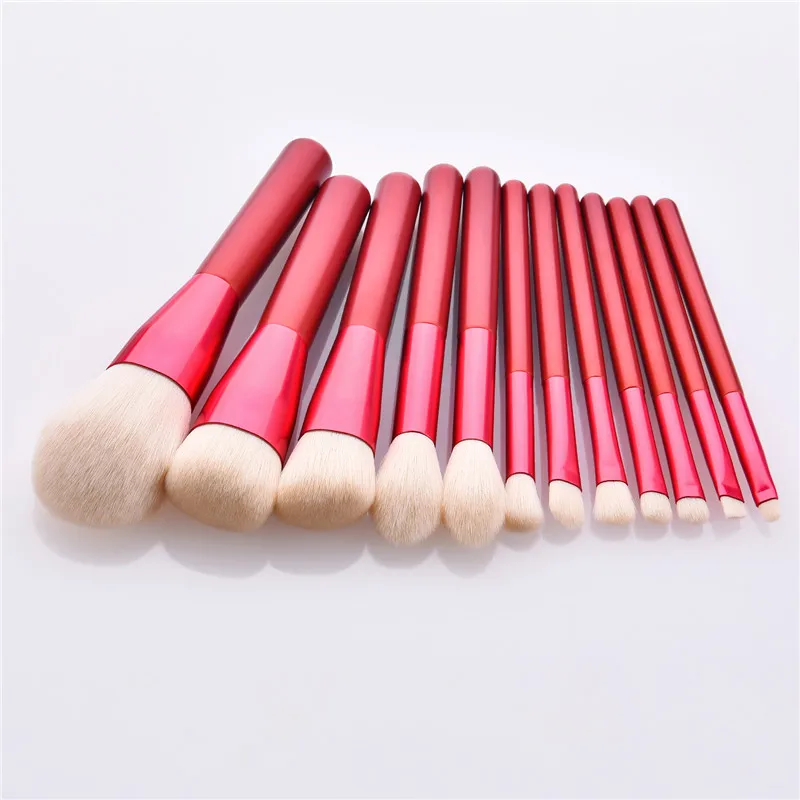 

12pcs/set Makeup Brushes Set Red Handle For woman Powder Foundation Blending Eyebrow Brush Facial Make Up brush tools T12070