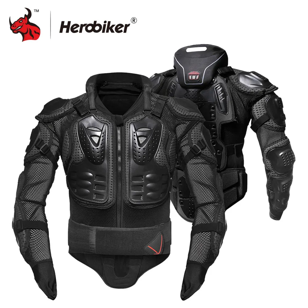 HEROBIKER мотоциклетная куртка мотоциклетная Броня гоночная Защита тела куртка для мотокросса мотоциклетная Защитная Экипировка+ защита шеи - Цвет: Neck jacket