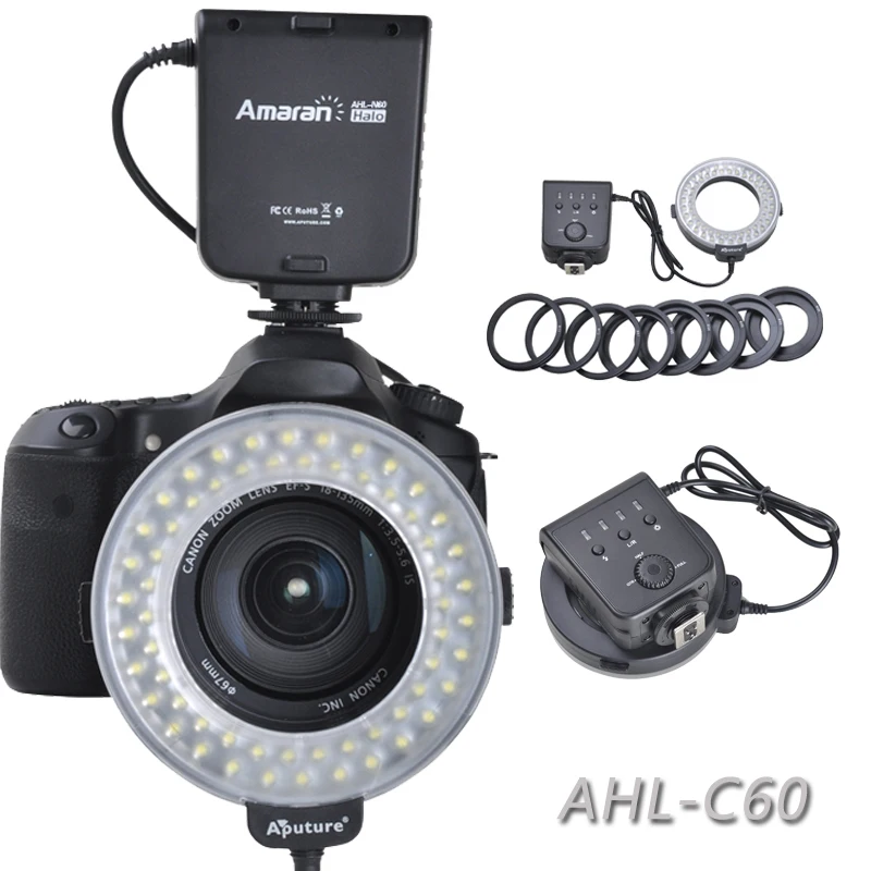 Aputure camera Halo LED Macro Ring flash for Canon cameras 7D 6D 50D 40D 30D 5D Mark II 1100D 650D 600D 550D | Электроника