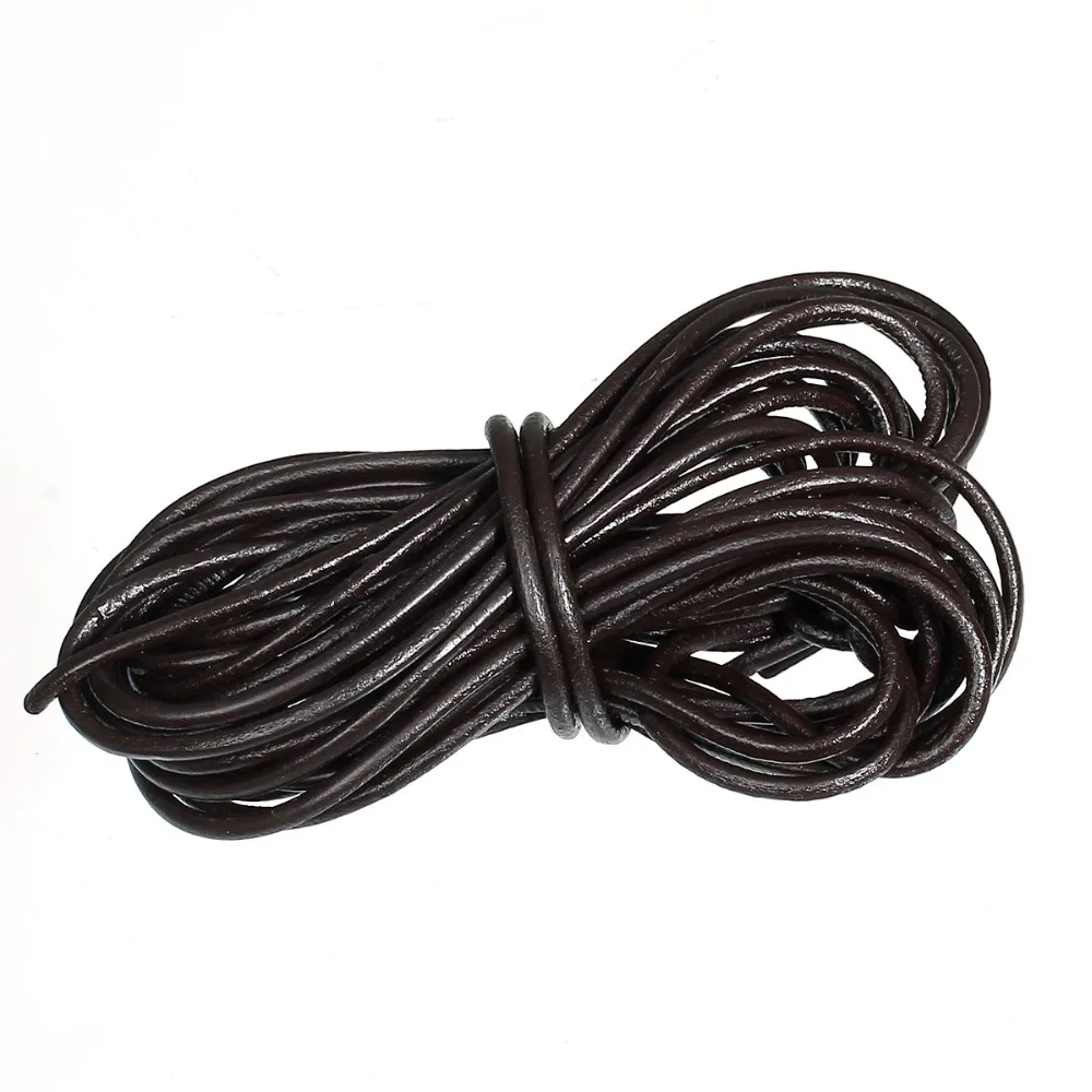 Doreen Box Coffee Color Round Real Leather Jewelry Cord 3mm 5M length (B03937)real leather