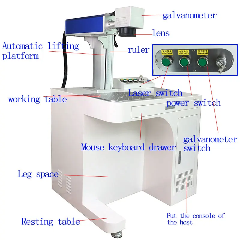  Fiber Laser marking machine Raycus 20W Table Cabinet Protective Cover Desktop computer/laser marker