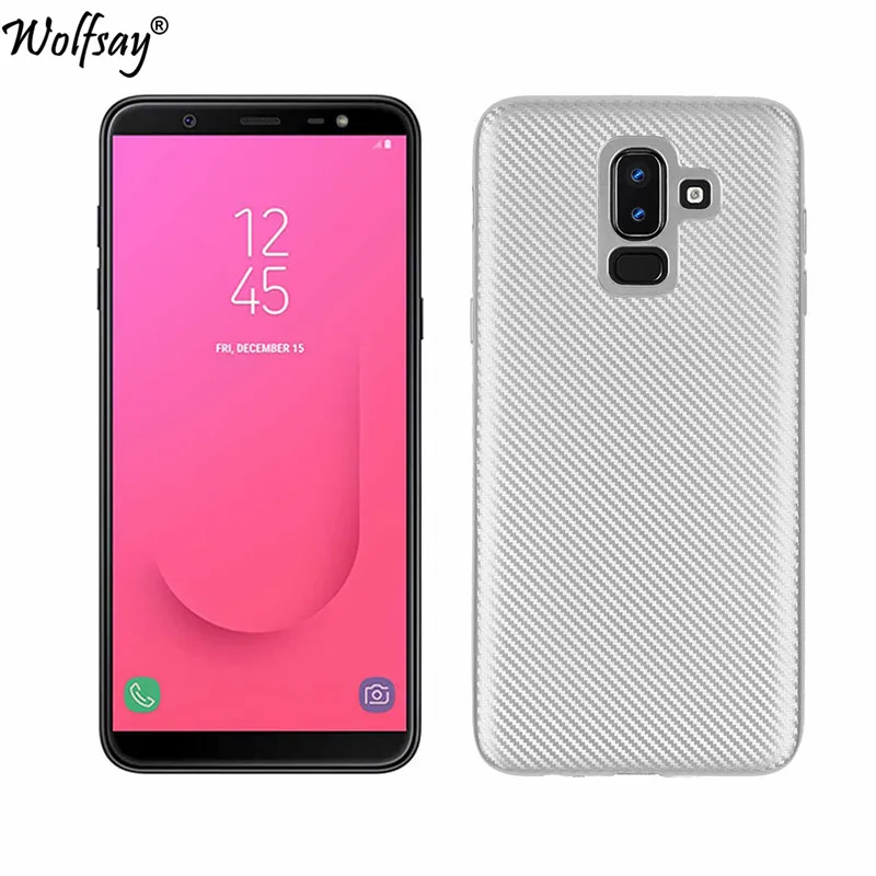 Для чехол для телефона samsung Galaxy J8 2018 углеродного волокна Мягкий из ТПУ с узором J810