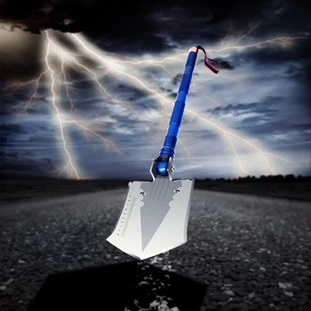

1pc outdoor camping magic shape steel shovel multi-function folding shovel tool survival shovel Flashlight shovel knife