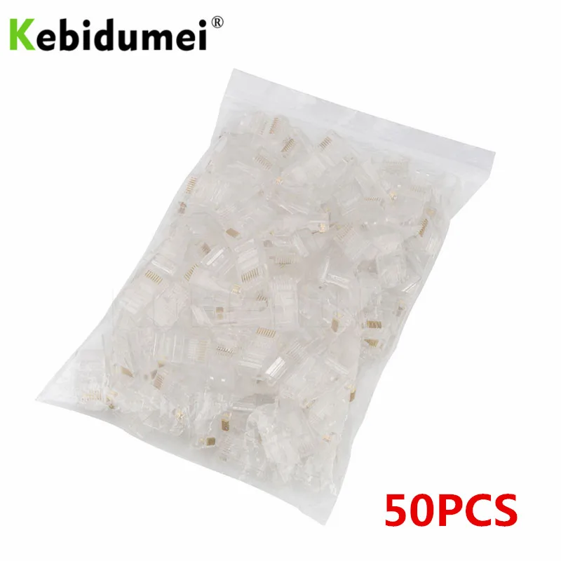 

kebidumei 50PCS RJ45 Modular Plug Network Connector Ethernet RJ45 RJ-45 CAT5 CAT5E Modular Cable Head Plug Wholesales dropship