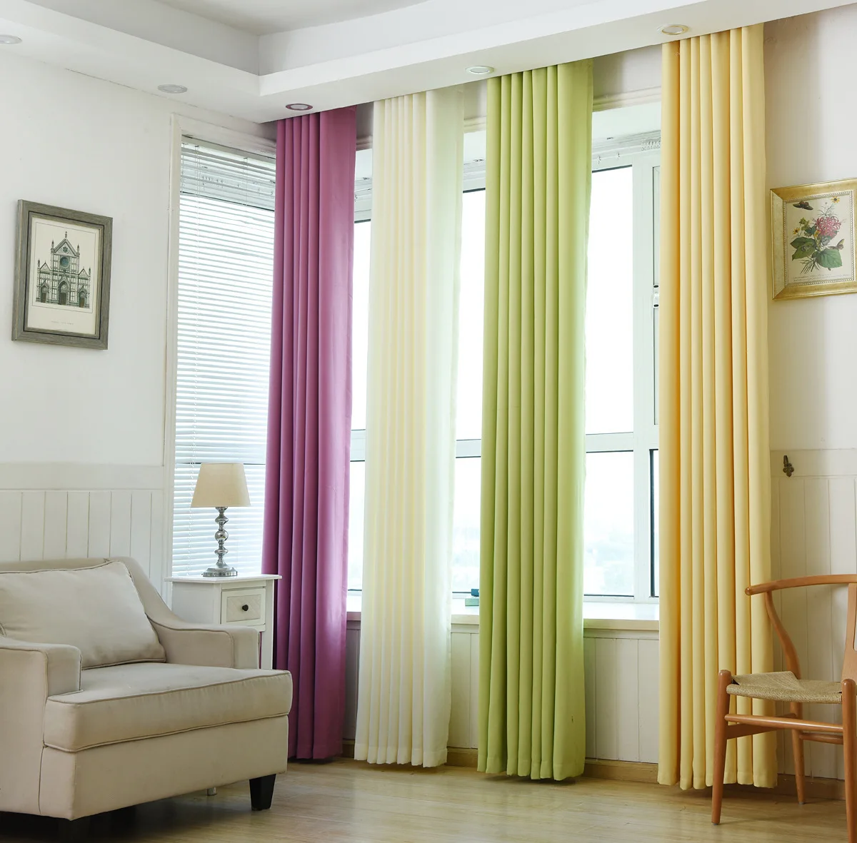 Modern Minimalist Plain Cotton Linen Custom Curtains for Living Dining