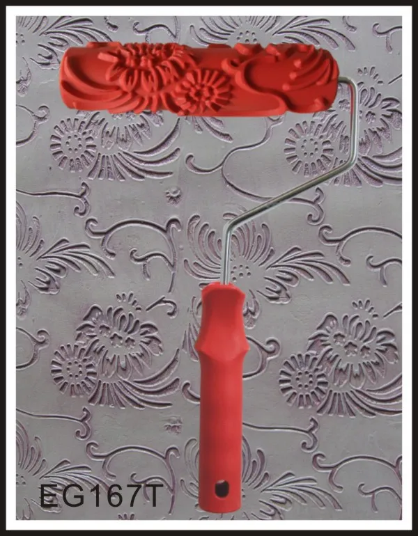 

7" Flower Pattern Rubber Roller Embossed Texture Pattern Paint Roller Home Decoration Paint Brush Background Wall Tool 7 Inch