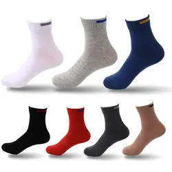 Высокое качество повседневные мужские деловые носки хлопок Новые Осень Зима семь цветов дышащие мужские носки 5 пар Большие размеры