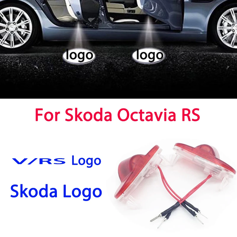 2X Led V/RS Логотип светильник для Skoda Octavia RS двери автомобиля проектор Skoda логотип светильник декоративный Призрак Тень Лазерная лампа аксессуары