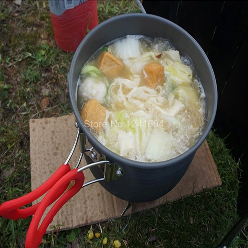 Alocs 7 unids al aire libre Camping senderismo Picnic utensilios de cocina conjunto con sartén olla tetera conjunto doblez Ollas Camping senderismo utensilios de cocina CW-C06S