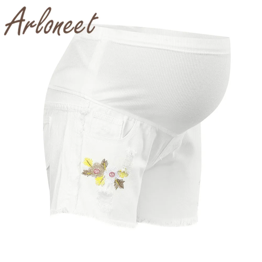 Одежда arloneet, сексуальные женские шорты для беременных, высокая талия, цветочный принт, джинсовые шорты, летние женские джинсы для беременных, повседневная одежда