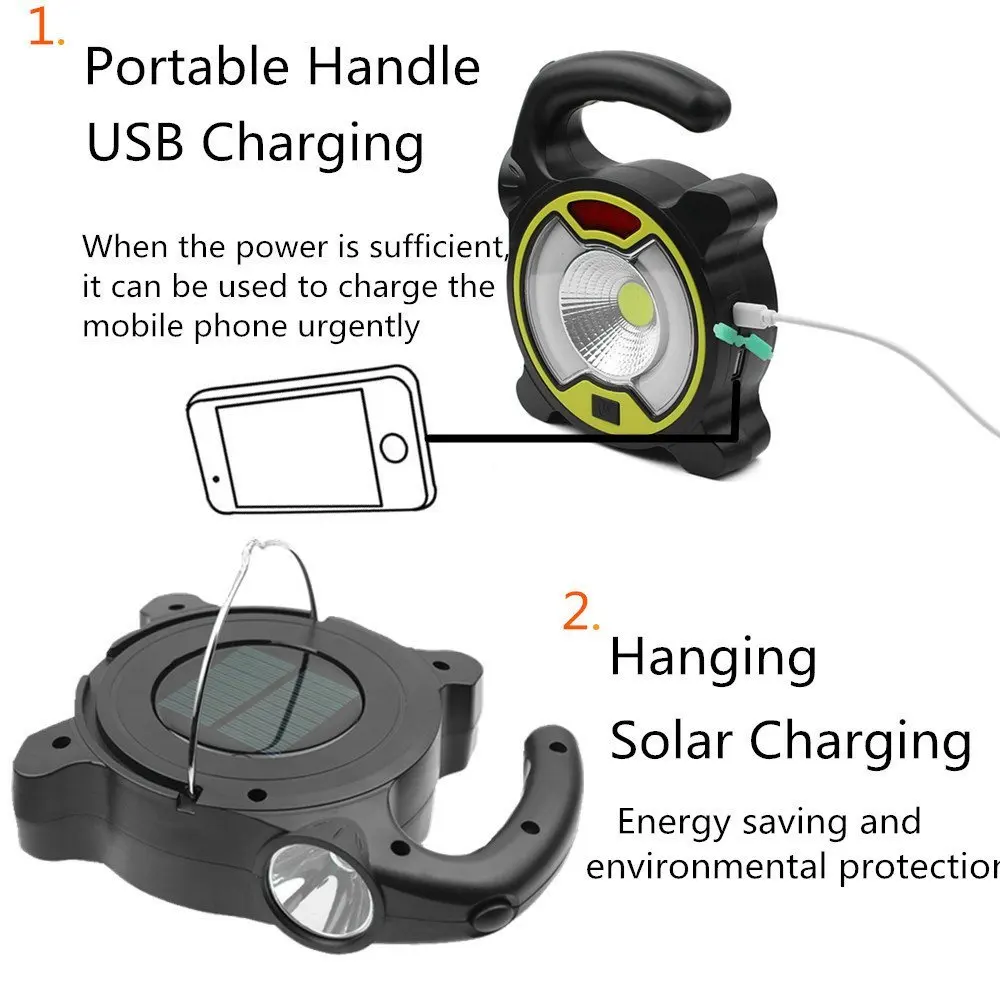Chiclits Solar Light LED Camping Lamp Flashlight Portable 4 Modes Lamp With Hanging Hook Solar Night Light for Camping Hiking Hunting Emergency Fishing  (4)