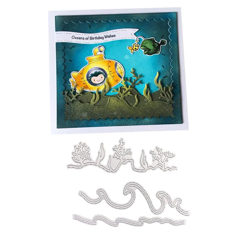 

Julyarts Scrapbooking Dies Carbon Steel Cutting Dies Sea Waves Seaweed Algae Coral DIY Embossing Punch Knife