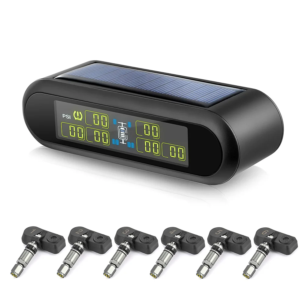 TPMS T650 Солнечная энергия USB беспроводная система контроля давления в шинах с 6