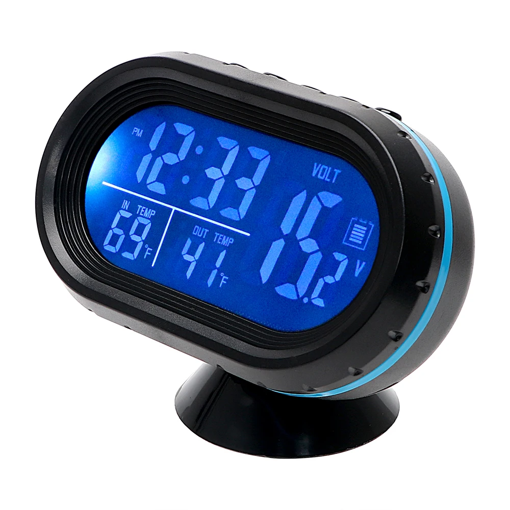 

Automobiles Clock Thermometer Voltage Tester Dashboard LED Lighted Watch Dual Temperature Car Ornament Gauge Voltmeter
