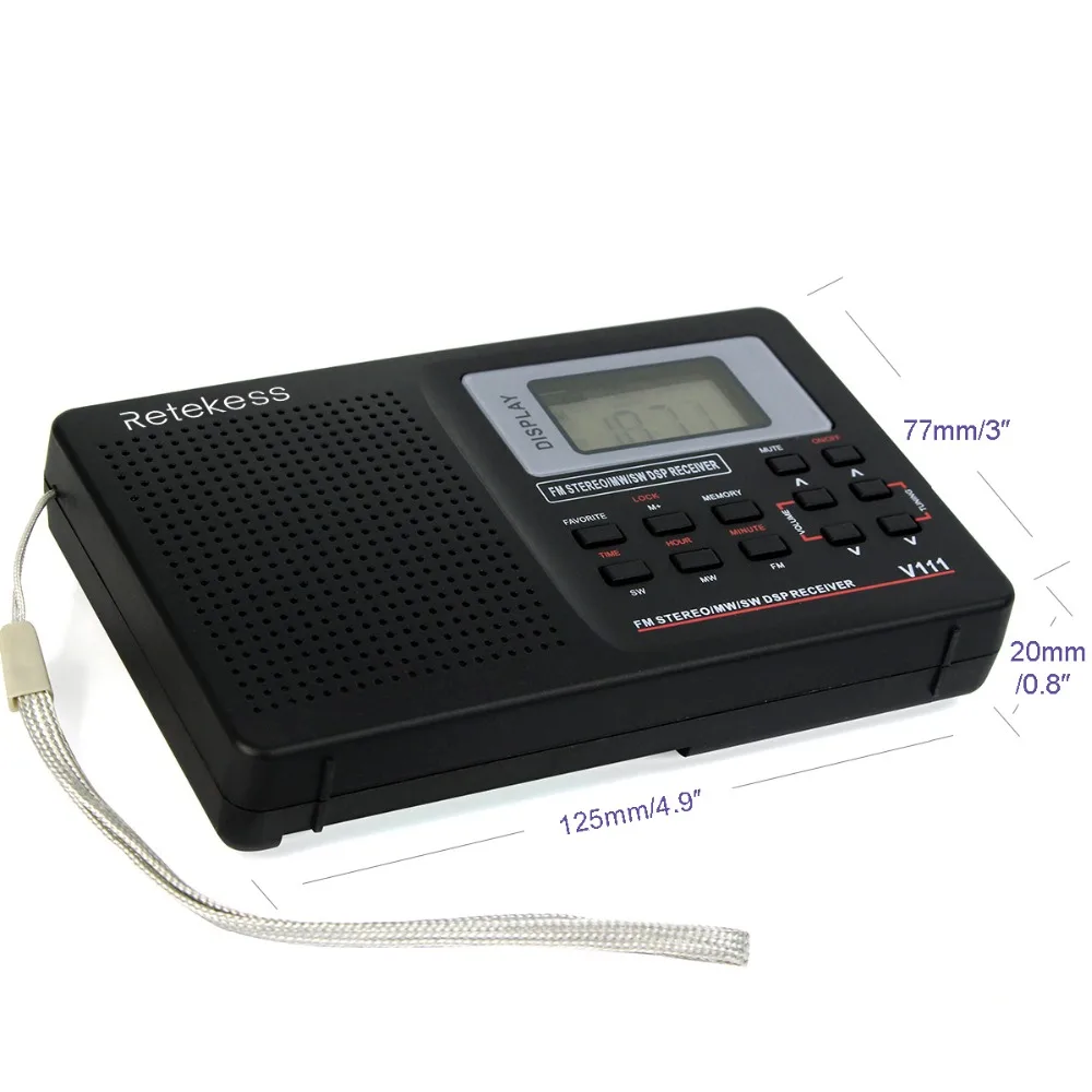RETEKESS V111 Полнодиапазонный радио FM стерео/MW/SW DSP приемник мирового диапазона с синхронизацией будильник портативный радио черный F9201