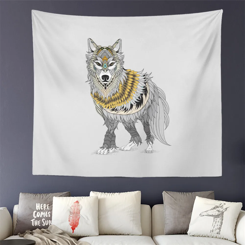 

Bohemia Wolf Tapestry Animal Design Wall Hanging Soft Yoga Mat Polyester Wall Carpet Home Textile Dropshipping