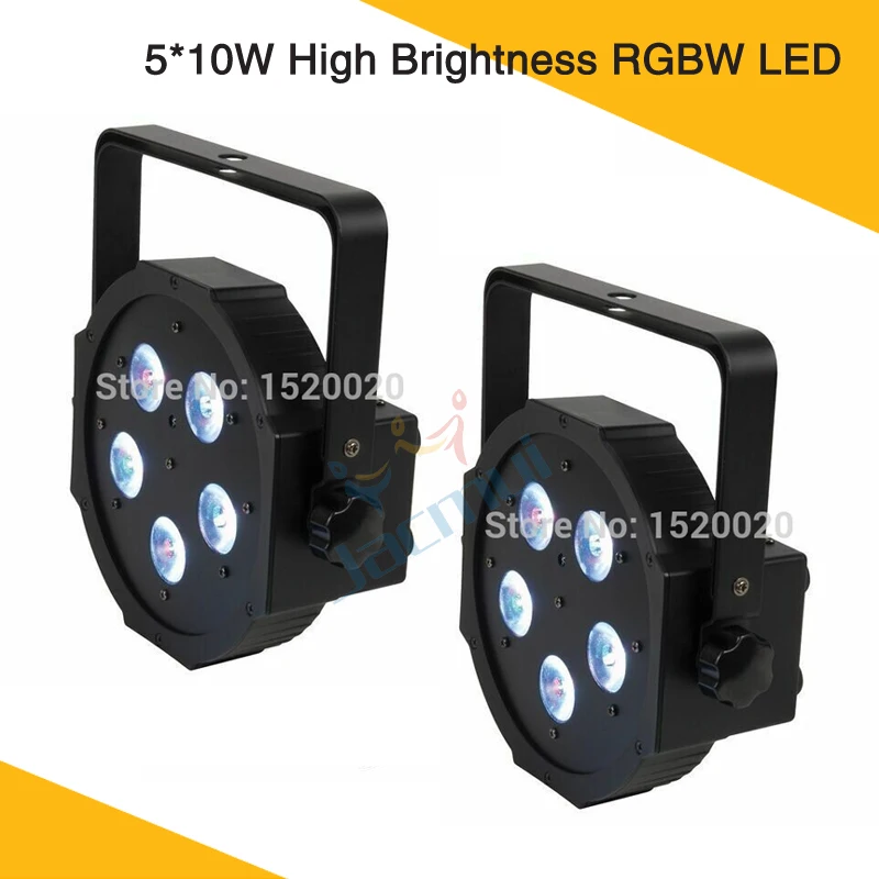 

(2Pcs/Lot) Led Flat Par Light 5pcs*10W RGBW 4in1 Led Par 64 Stage Wash Light