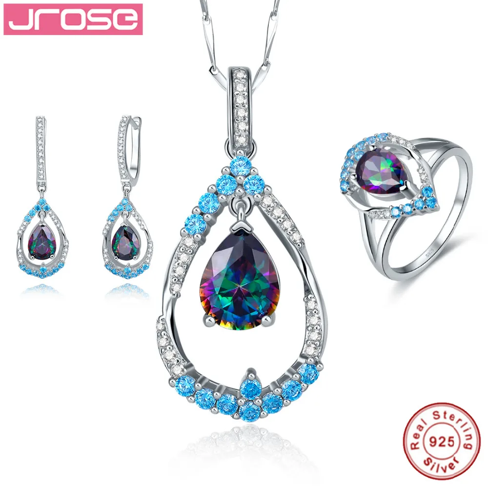 

Jrose Wedding Bridal Jewelry 100% sets, 925 Sterling Silver Necklace, earrings, rings, water drops, manganese, garnet jewelry