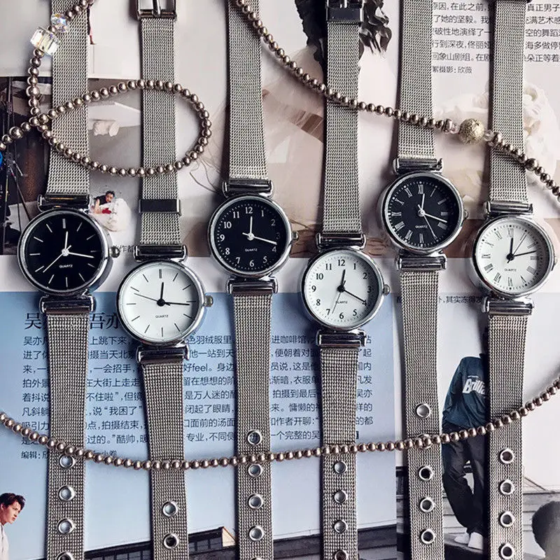 Кварцевый Винтаж сплав зеркало браслет Часы Для женщин Часы серебряные спортивные часы
