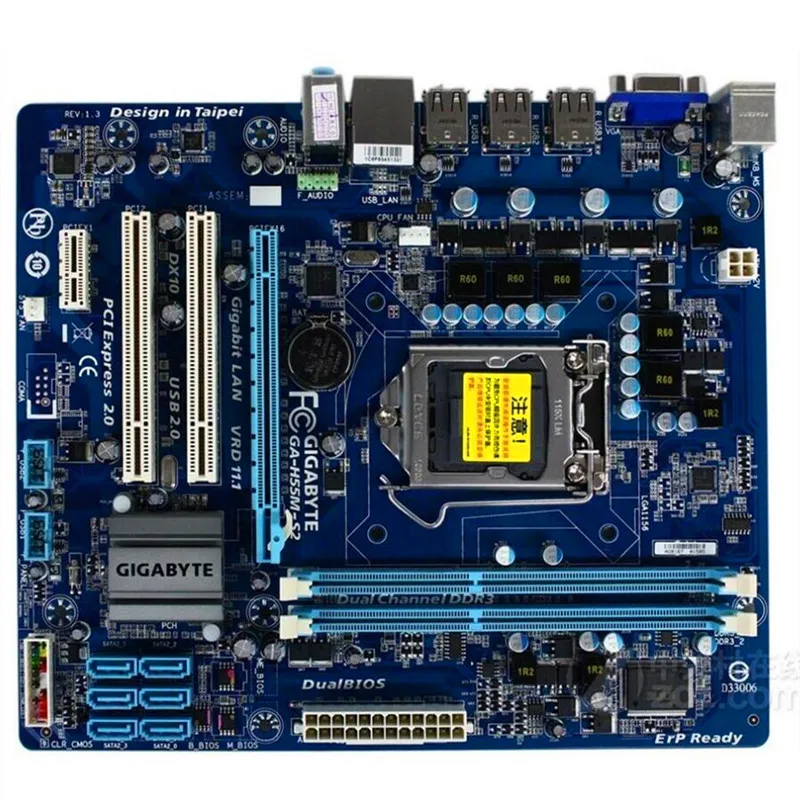 Оригинальная материнская плата для Gigabyte GA H55M S2 DDR3 LGA 1156 I3 I5 I7 cpu H55 настольная