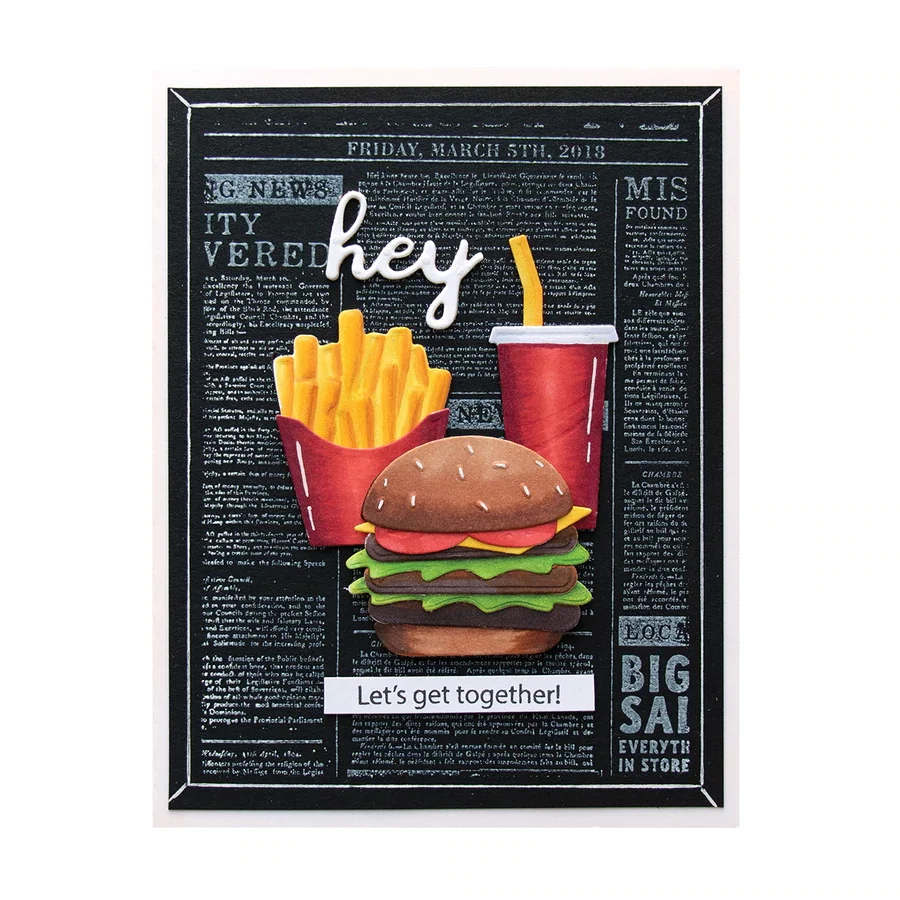 

Hamburger Chips Coke Food Metal Cutting Dies Stencil for DIY Scrapbooking Embossing Photo Album Decoration Paper Craft Die Cut