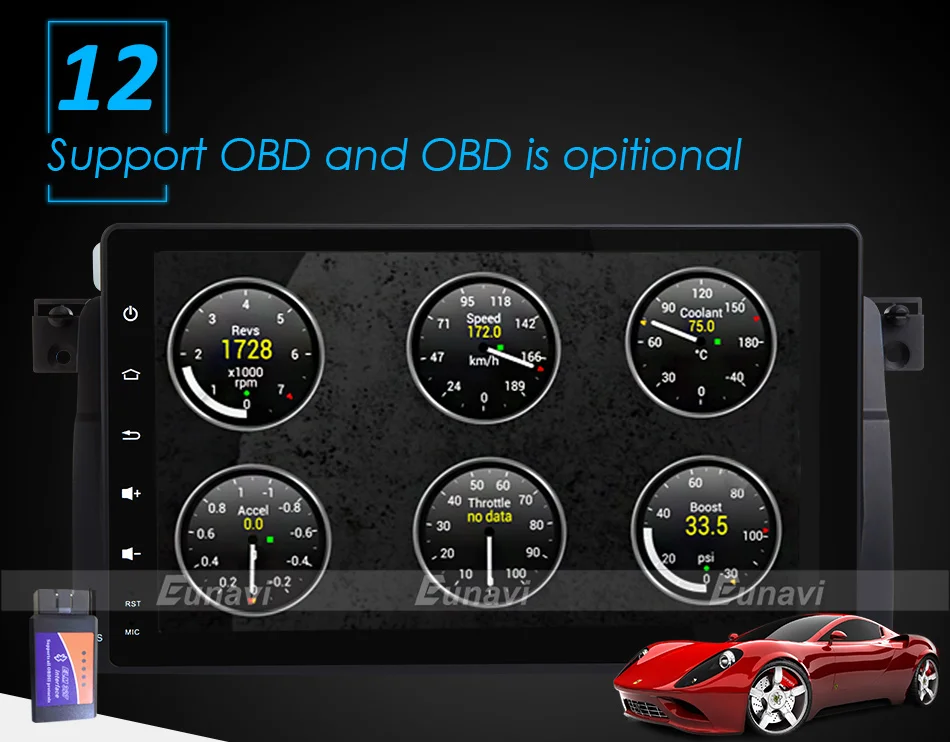 Cheap Eunavi 1 Din Car Multimedia Player Car Radio GPS Android 7.1.1 2 Din OBD2 Bluetooth For BMW/E46/M3/MG/ZT/Rover 75 18