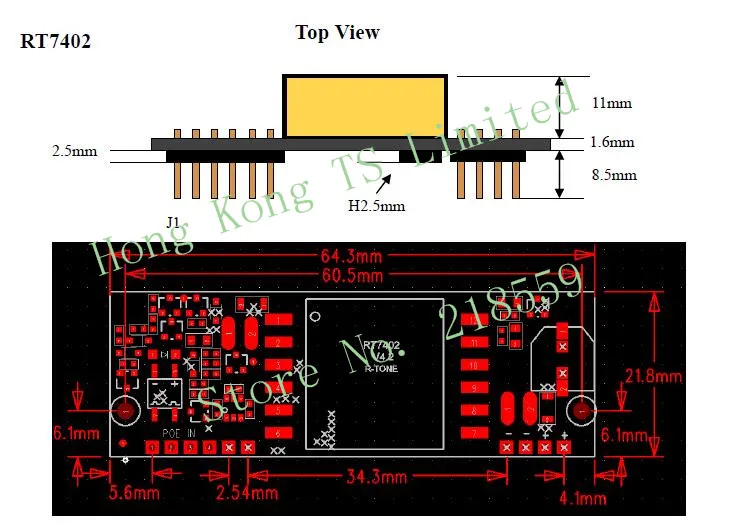 RT7402 POE Модуль RT7402-12V 2A DIP 30 Вт POE PD модуль