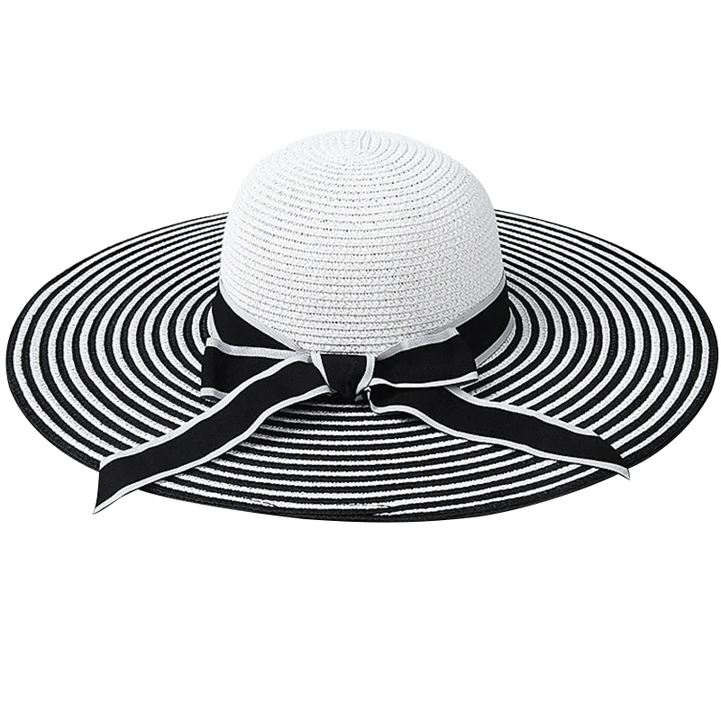 2019 Новая женская летняя соломенная шляпа складная Солнцезащитная теплая дикая дорожная полосатая Повседневная модная кепка