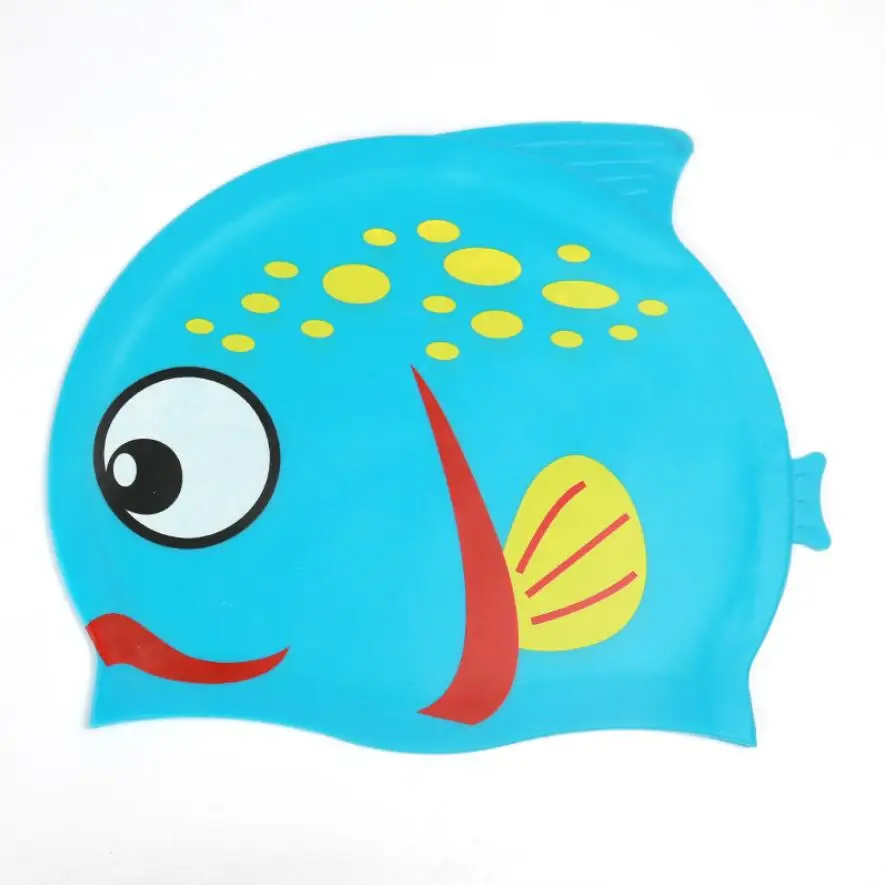 Новая детская Водонепроницаемая Плавательная шапочка с мультяшным животным для плавания, для бассейна, для пляжа, силиконовая Кепка s, для защиты ушей, длинные волосы для мальчиков и девочек - Цвет: 12 Fish Lake Blue