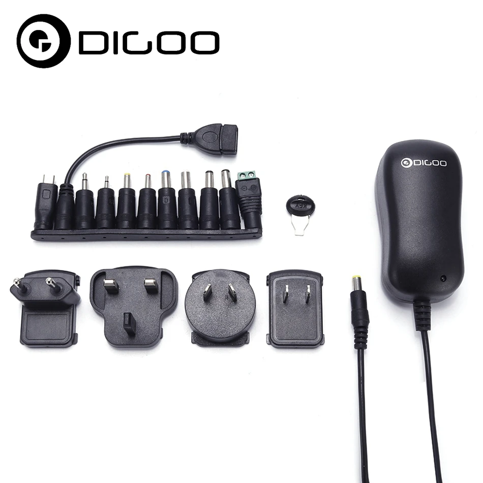

Digoo EU/UK/US/AU Plug 4 in 1 Charger Adapter 3-12V 2A Adjustable Plug 100-240V Voltage Switch Power Supply for IP Camera CCtv