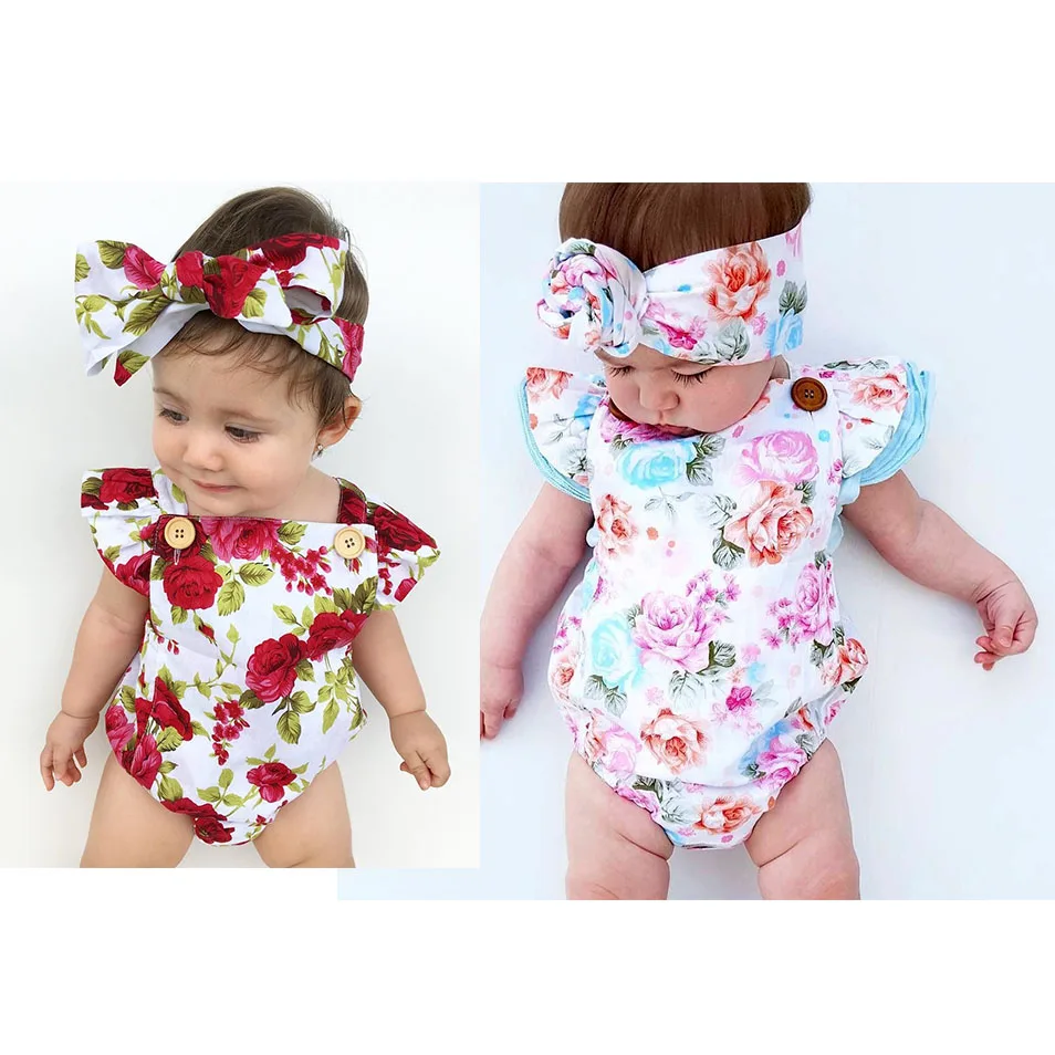 Baby Girl Clothes  Sleeveless Flowers Baby Romper Hot Sale Bow Clothing for Girl  Leuke Bloemen Romper thanksgiving infant