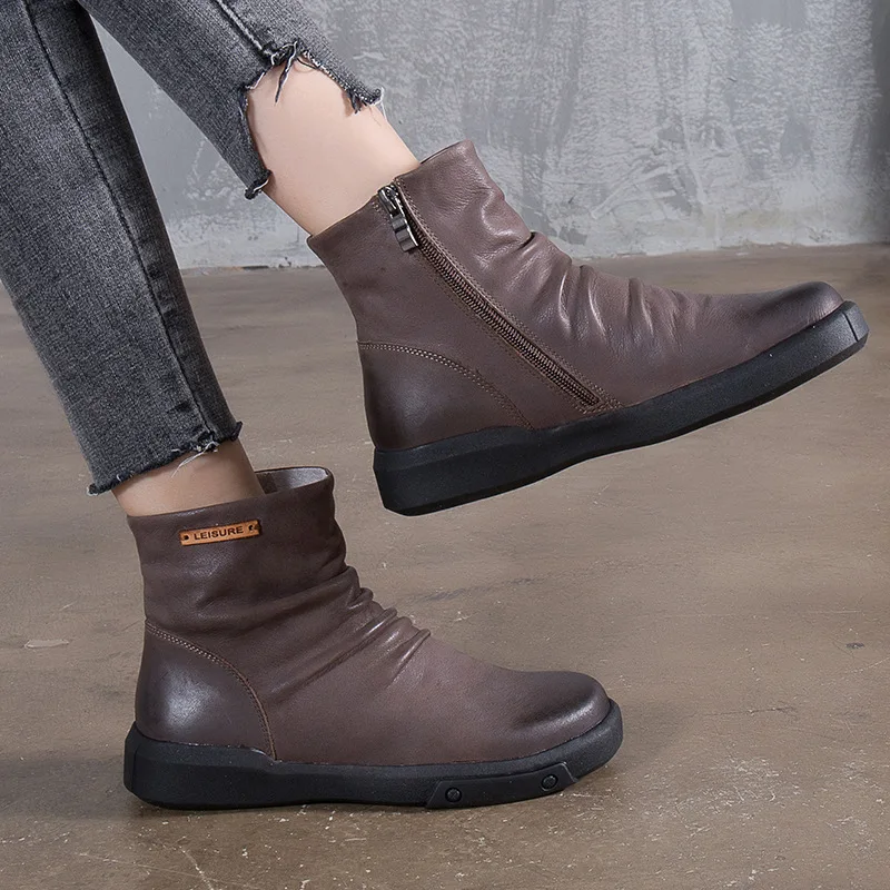 

Women Genuine Leather Chelsea Boots Winter 2018 Shoes Low Heels Black Leather Martin Boots For Women Handmade Women Ankle Boots