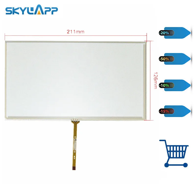 

Skylarpu NEW 9 inch 211mm*126mm 4 Wire Resistive Touch Screen Panel for HSD090IDW1 Digitizer touch panel Glass Free shipping