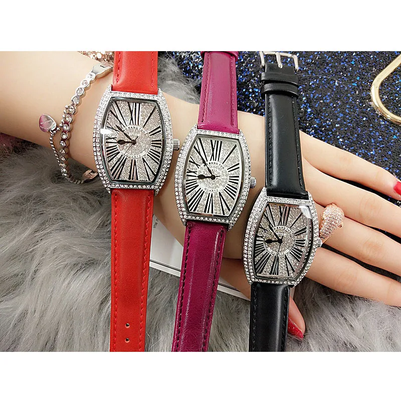 Роскошные Брендовые женские часы браслет Кристалл женские часы женские кожаные кварцевые женские часы наручные часы Montre Femme Reloj Mujer