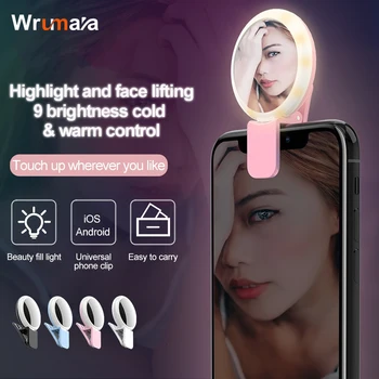 

Wrumava makeup mirror LED Ring selfie light mobile phone Up Flash Photography Luminous night Lamp 3 Brightness for iPhone ipad