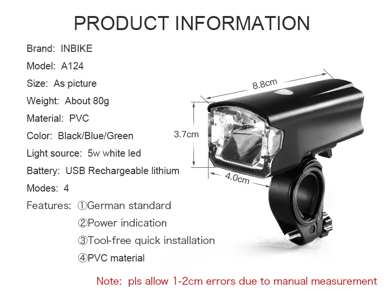 INBIKE велосипедная Лампа Новое поступление Велосипед фонарь MTB дорожный Usb заряжаемый светодиодный передний светильник хвост светильник набор Задний габаритный фонарь 516