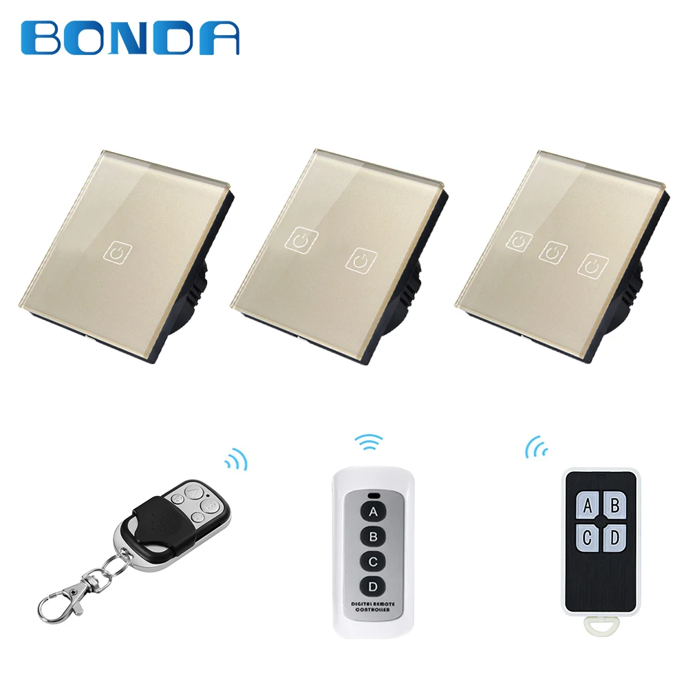 

BDNOA EU/UC standard 1/2/3 remote control switch set, intelligent home remote control 420 remote control wall touch switch 220v