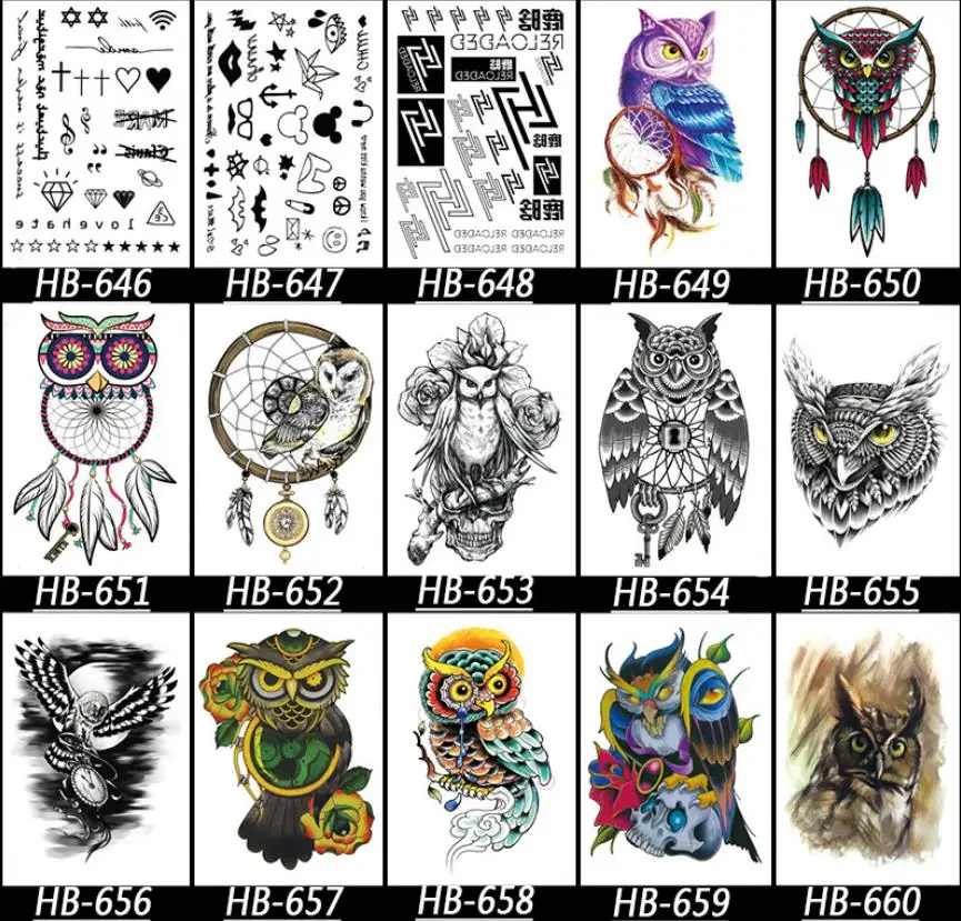 

900style Small Full Flower Arm Temporary Waterproof Tattoo Stickers Triangle Flower Fox Owl for Women Men Body Art,wholesale