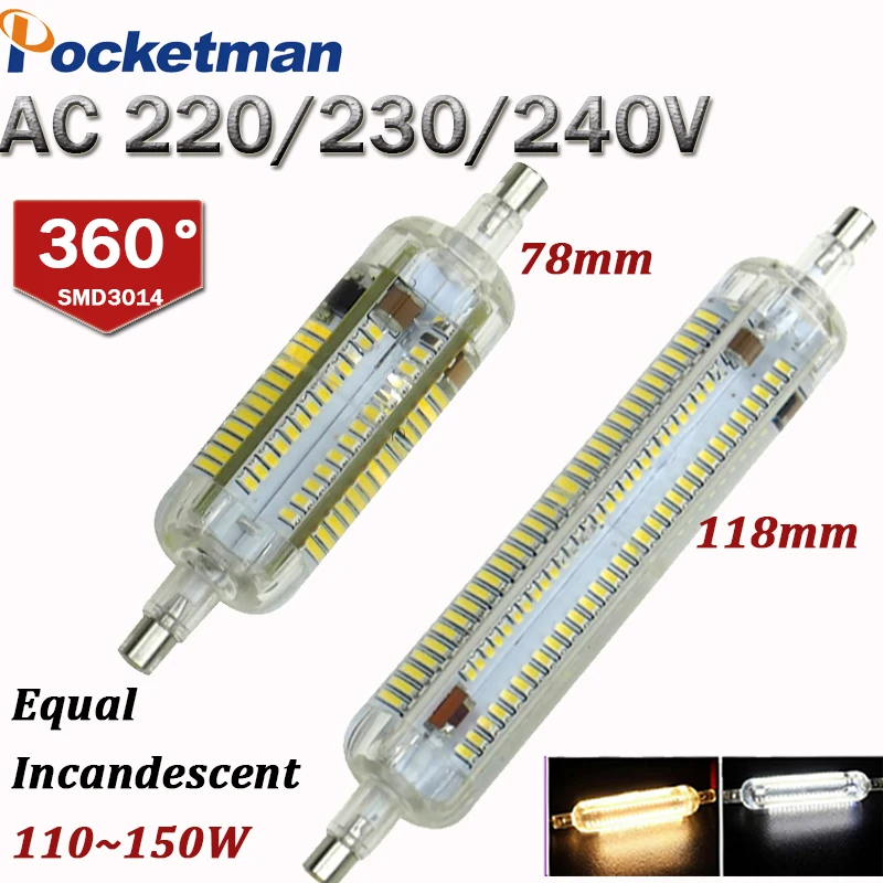 

R7S 15W 10W LED Lamparas AC 220V 230V 240V Corn Lamp 78mm 118mm Light Replace Halogen Bombillas Equal Incandescent 110W 150W