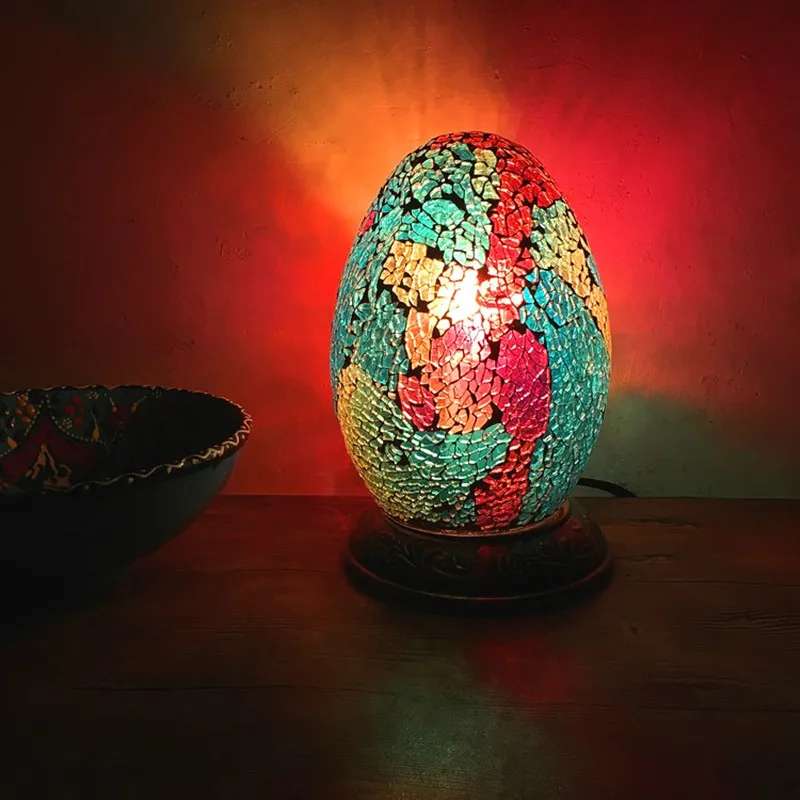 

Egg Turkish Mosaic Lamps For Indoor home table decor handmade Mosaic Glass lampshade side table lamp retro Kids nightstand lamp