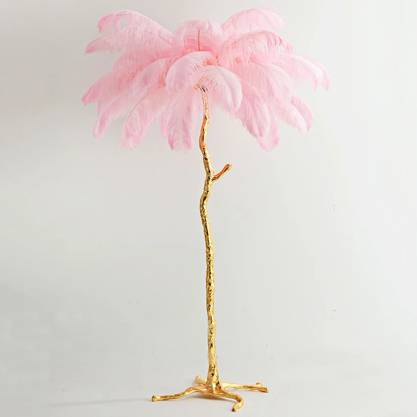 

Noridc Ostrich Feathers Copper Floor Lamp Copper Standing Lamp for Living Room Bedroom Floor Lights Home Decor Indoor Lighting