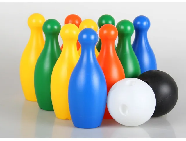 US $16.28 12pcs  lot Puzzle Childrens Toys Color Bowling Toys Large Bowling Sports Casual Bowling Set