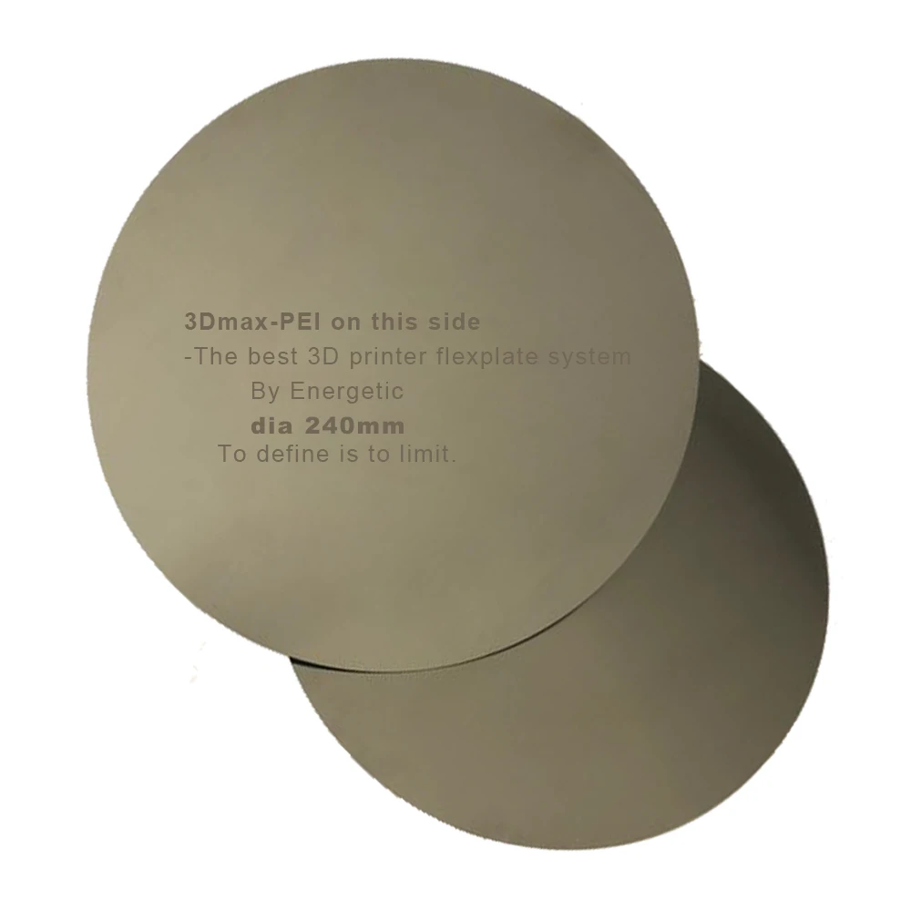 

ENERGETIC Upgrade Heatbed 9.44"(240mm) Round Removable Spring Steel Sheet with Pre-applied PEI for Delta Kossel 3D Printers