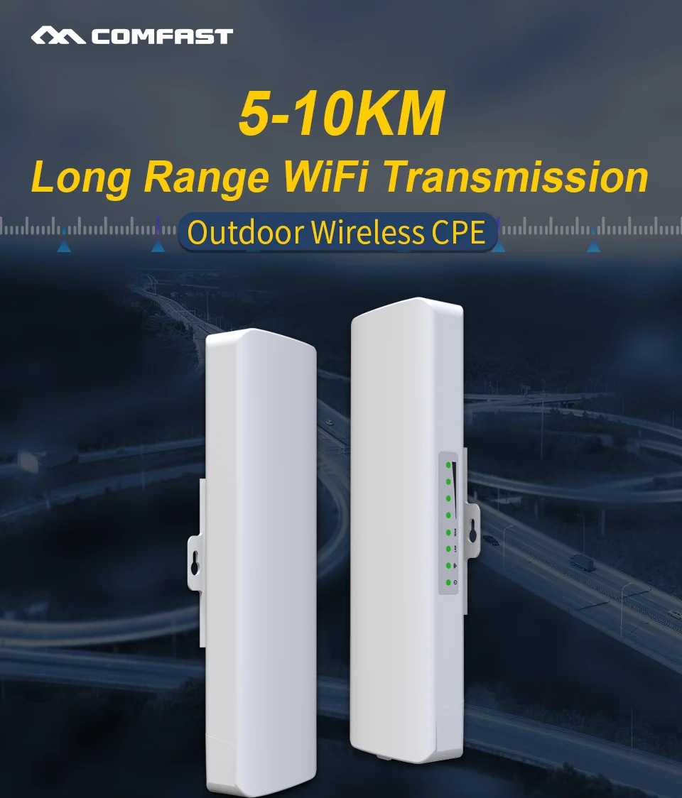 Acceso Punto a Punto al Aire Libre de 5,8 GHz PTP/PTMP Extensor de Red CPE Plug & Play 300 Mbps Extensor WiFi de Largo Alcance 3KM con Antena de Alta Ganancia de 14 dBi eoqo Puente inalámbrico 