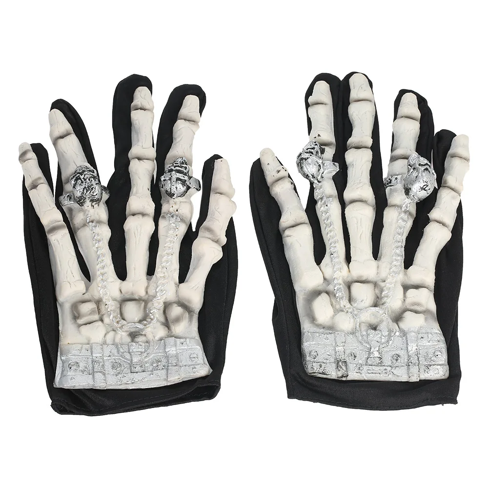 Full Finger Horror Skeleton Gloves Ghost Skull Bone Gloves Costume for