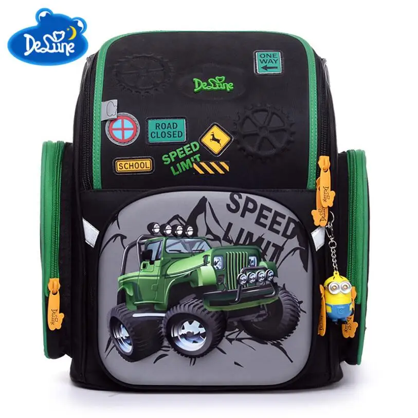 

2018 Delune Brand Boys Schoolbags Kids Satchel Child School Backpack EVA Folded Orthopedic Children School Bags Mochila Infantil