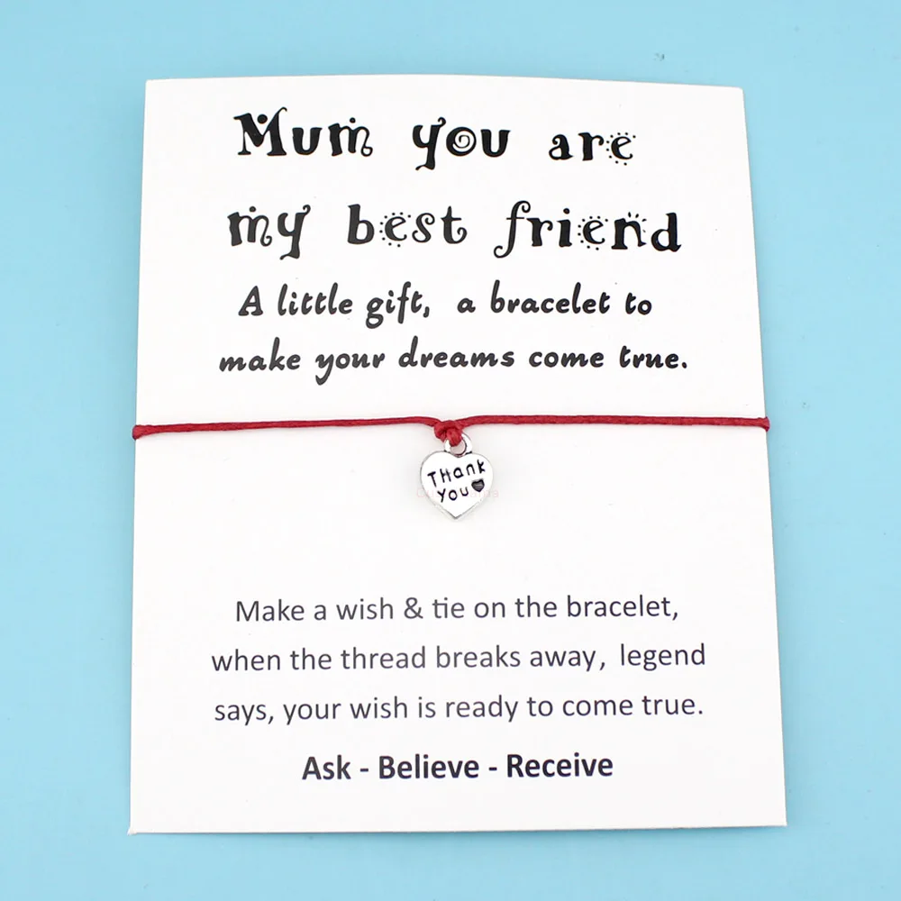 Лучшие друзья, как звезды сердце спасибо мама пчела серебро Шарм карты браслеты розовый для женщин мужчин ручной работы ювелирные изделия подарок - Окраска металла: DF0170