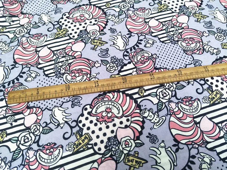 

1 yard cotton Alice cheshire cat #P DIY fabric curtain cloth pillow width 145cm sewing home textiles decoration